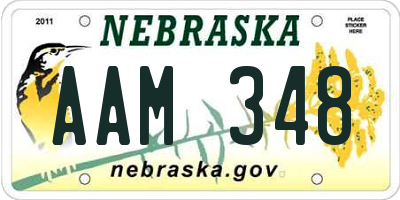 NE license plate AAM348