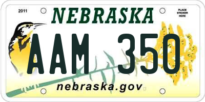 NE license plate AAM350