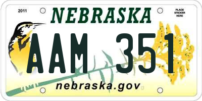 NE license plate AAM351