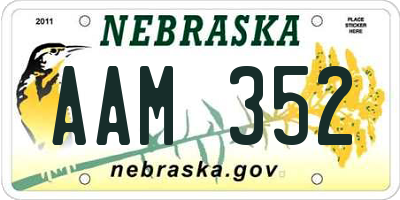 NE license plate AAM352