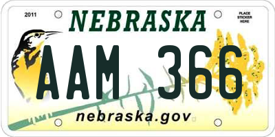 NE license plate AAM366