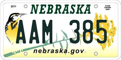 NE license plate AAM385