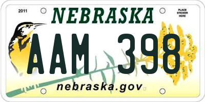 NE license plate AAM398