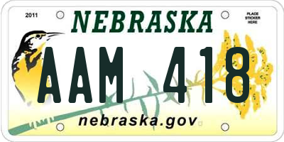 NE license plate AAM418