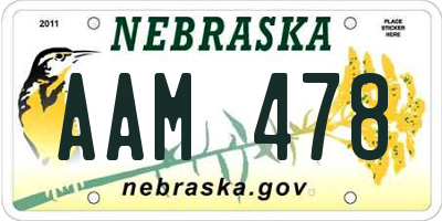 NE license plate AAM478