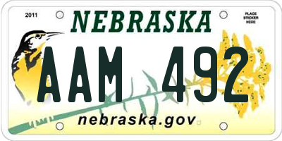 NE license plate AAM492