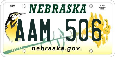 NE license plate AAM506