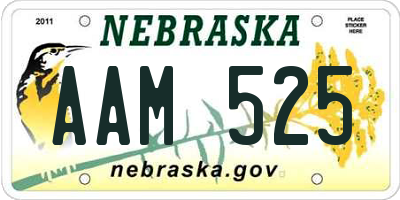 NE license plate AAM525