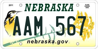 NE license plate AAM567