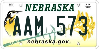 NE license plate AAM573