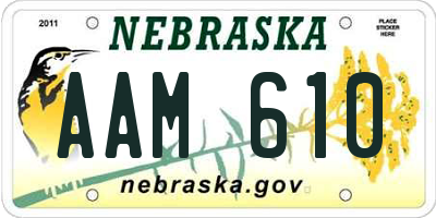 NE license plate AAM610