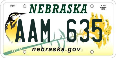 NE license plate AAM635