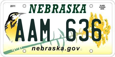 NE license plate AAM636