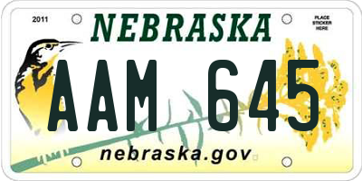 NE license plate AAM645