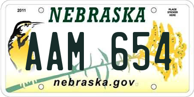 NE license plate AAM654