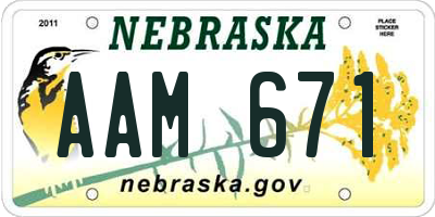 NE license plate AAM671