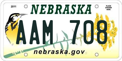 NE license plate AAM708