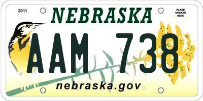NE license plate AAM738