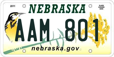 NE license plate AAM801