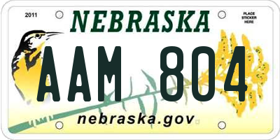 NE license plate AAM804