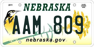 NE license plate AAM809