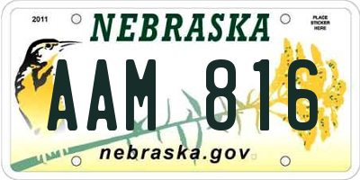 NE license plate AAM816