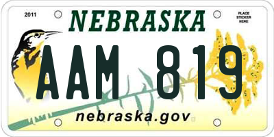 NE license plate AAM819