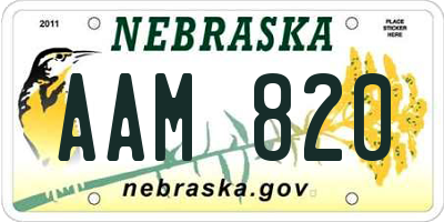 NE license plate AAM820