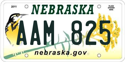 NE license plate AAM825