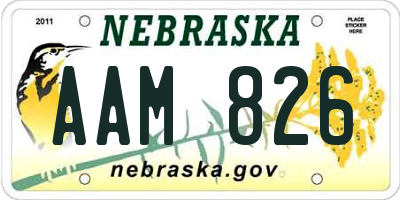 NE license plate AAM826