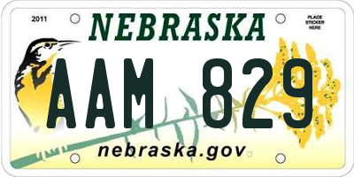 NE license plate AAM829