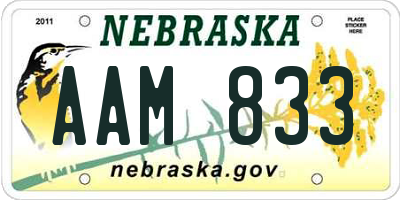 NE license plate AAM833