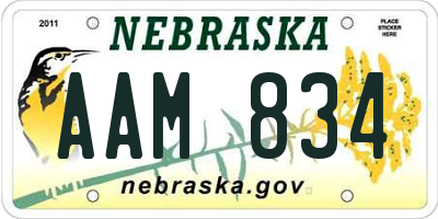 NE license plate AAM834