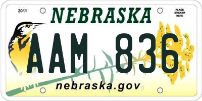 NE license plate AAM836