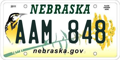 NE license plate AAM848