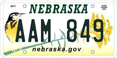 NE license plate AAM849