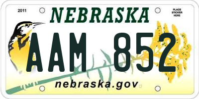 NE license plate AAM852