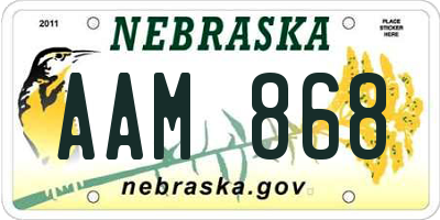 NE license plate AAM868