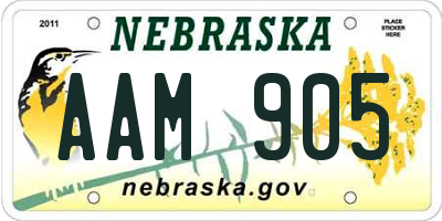 NE license plate AAM905