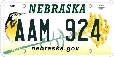 NE license plate AAM924