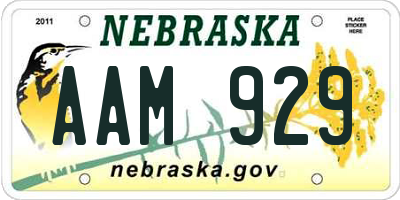 NE license plate AAM929