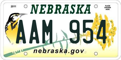 NE license plate AAM954