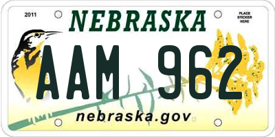 NE license plate AAM962