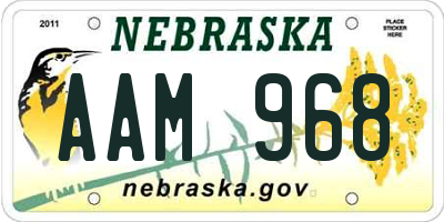 NE license plate AAM968