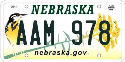 NE license plate AAM978