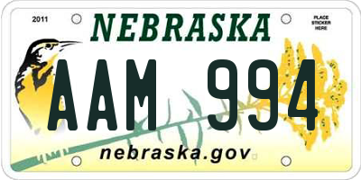 NE license plate AAM994