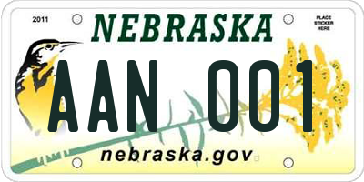 NE license plate AAN001