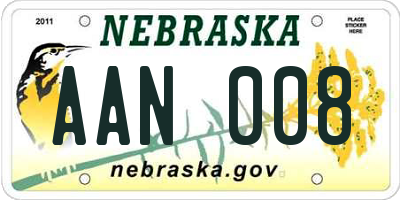 NE license plate AAN008