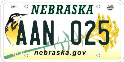 NE license plate AAN025