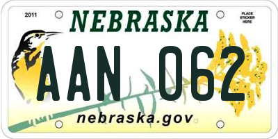 NE license plate AAN062